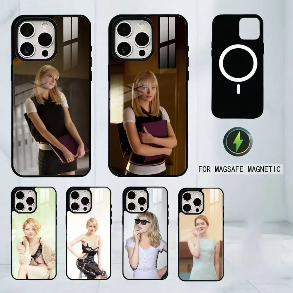 

Emma Stone Phone Case For iPhone17,16,15,14,13,12,11 Plus,Pro Magnetic For Magsafe Wireless Charging