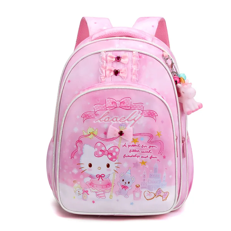 

Hello Kitty Children Cartoon Printed Bow Backpack Girl Burden Relief Cute Princess Backpack Kids 1-3-6 Grade Schoolbag