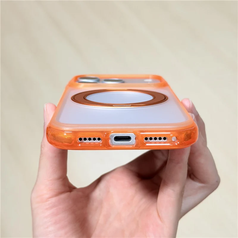 Fotografia 7: Capa de Celular de Luxo com Airbag Antichoque e Suporte Magnético Giratório para iPhone 17 Pro Max, Compatível com Magsafe e Botão de Câmera Touch
