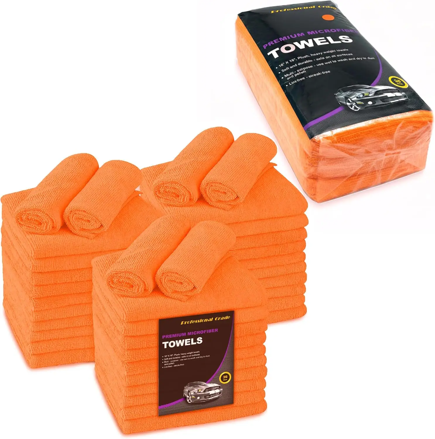 

Большие салфетки из микрофибры, 36 штук, ультрамягкие плюшевые полотенца для автомобиля, дома и коммерческого использования (оранжевые)