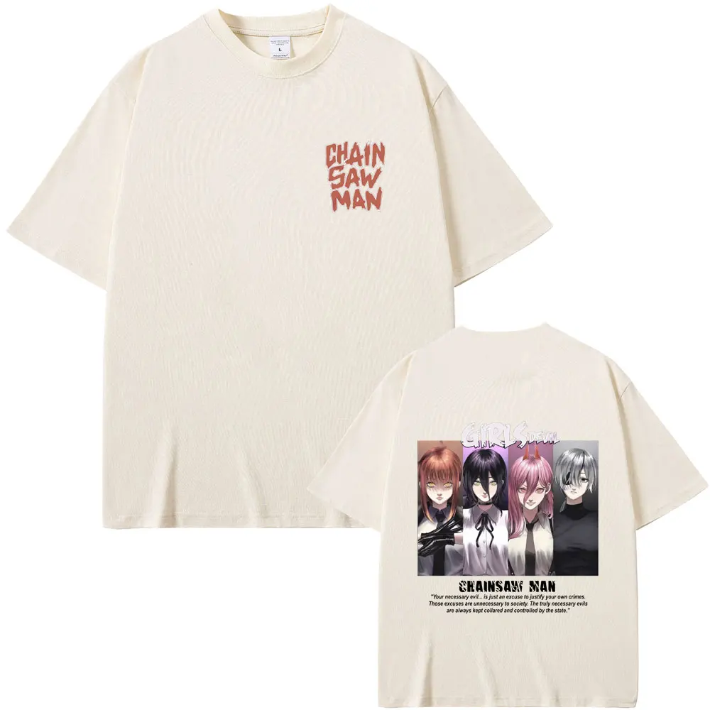 

Hot Sale Anime Chainsaw Man Makima Reze Power Himeno Graphic T Shirts Men Women Clothing Fashion Casual Soft Cotton T-shirt Tops