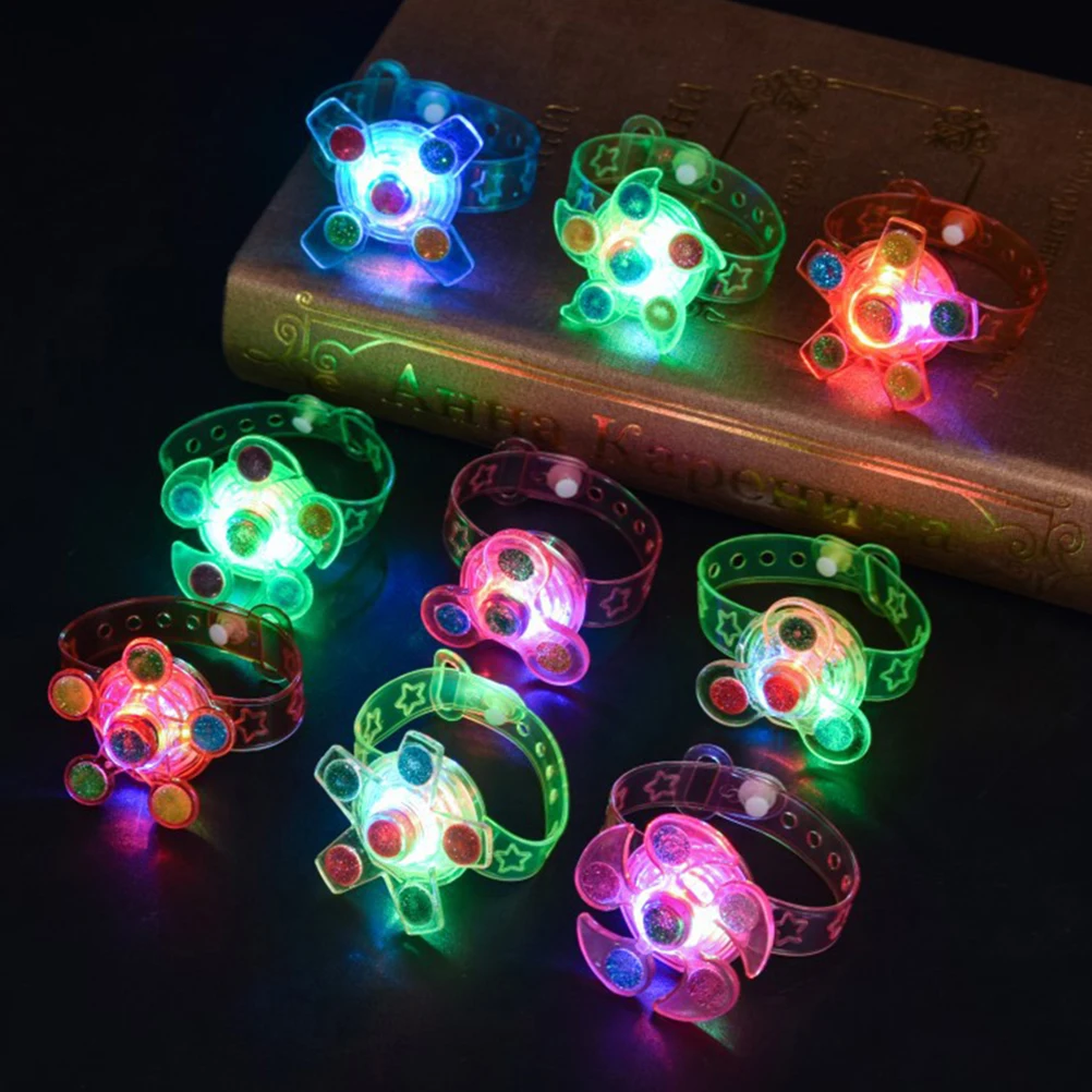 

18 Pcs Luminous Gyro Bracelet Led Slap Bracelets Wrist Band Toys Plastic Glowing Fashionable Child Gifts