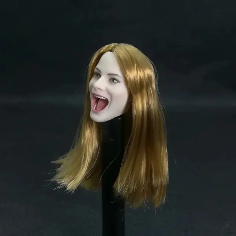 

1/6 Scale Personalized Carving Head Singing Open Mouth Model Blonde Hair Girl for 12'' Pale Skin Female Figure Body