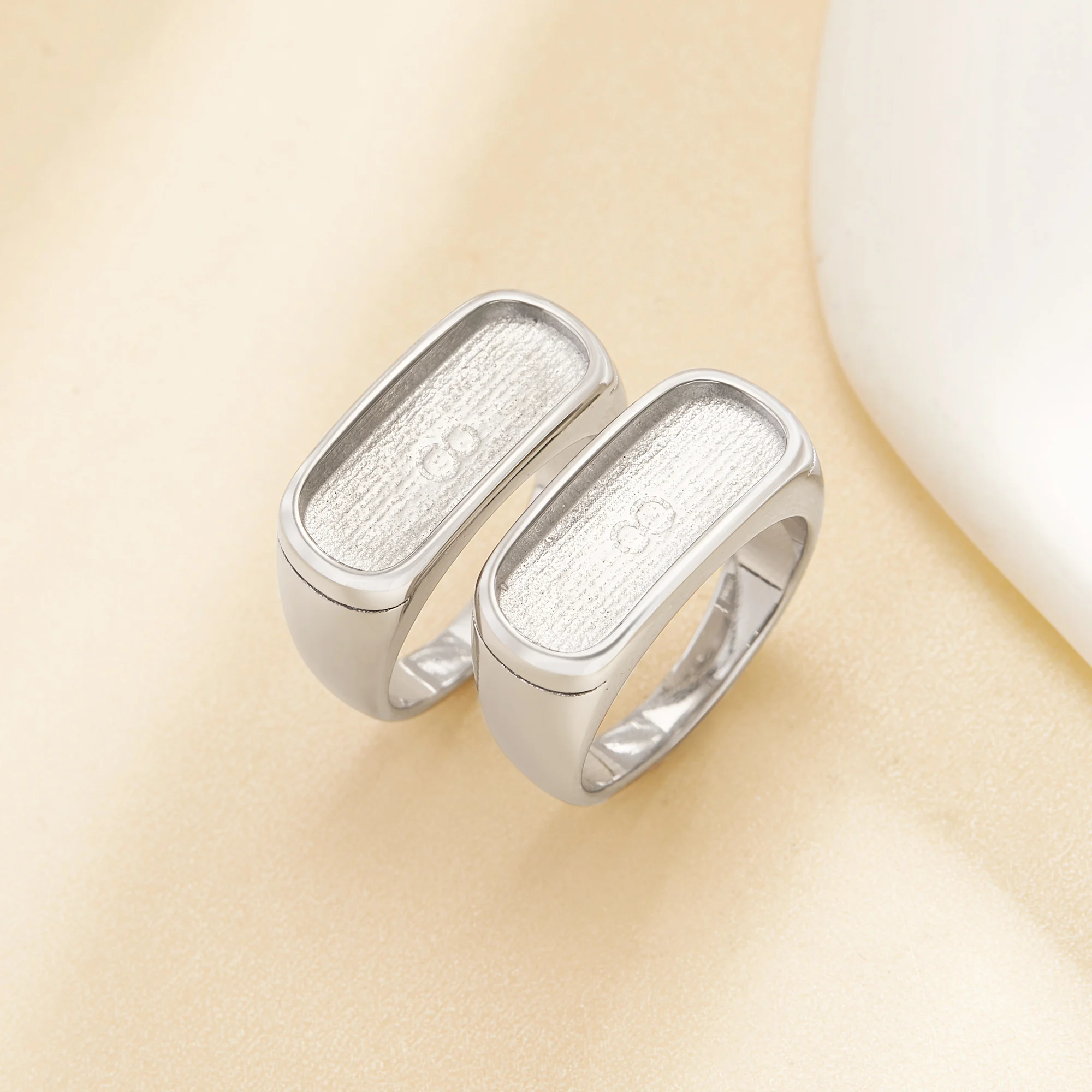 

7.5x18MM Keepsake Breast Milk Resin Rectangle Bezel Ring Blank Setting,Stainless Steel Men's Ring,Wide Face Ring 1295115