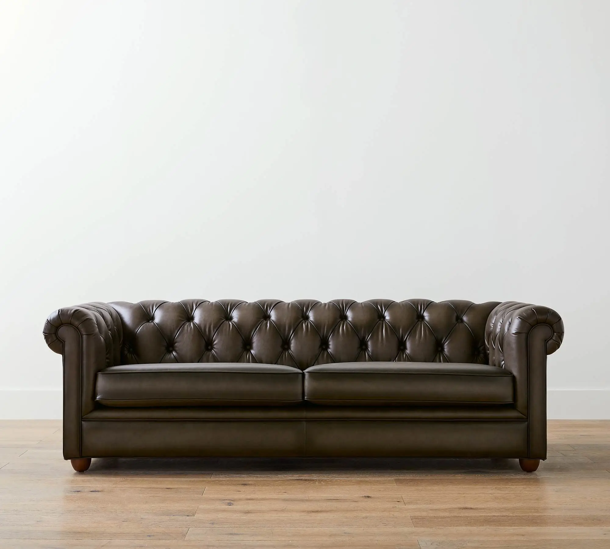 Roll Arm Removable Rubberwood Legs Bourbon Finish Loose Seat Cushions Tight Back Polyester Wrapped Core Compressed Sofa Bed Sofa
