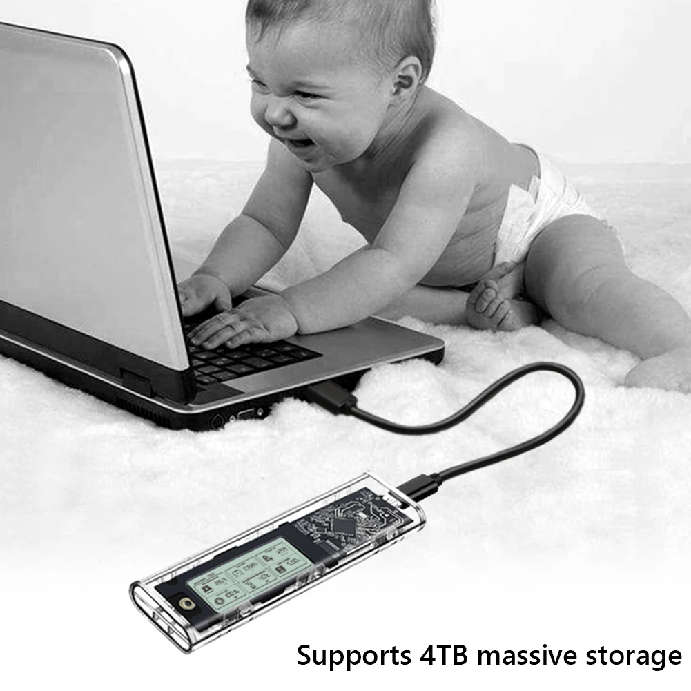 Caja de unidad de estado sólido de protocolo Dual M.2NVME/NGFF, caja de unidad con pantalla Digital multiusos, adaptador externo M.2 SL-TN10-P-AC