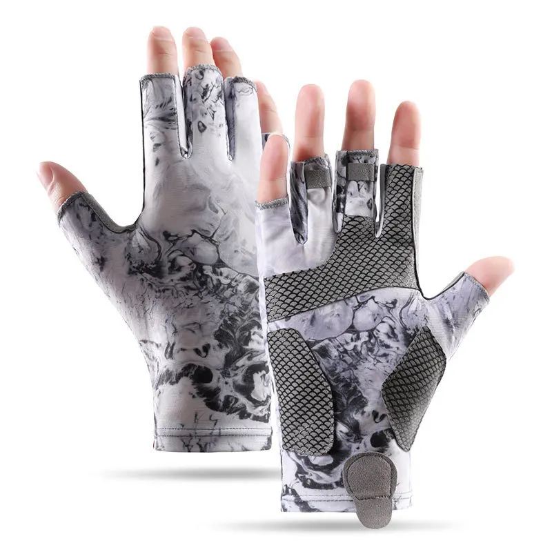 

Cycling Fishing Men's Gloves Summer Women Ice Silk Sun Protection Non-slip Sea Fishing Anti-Cut Thin Fingerless Glove Breathable
