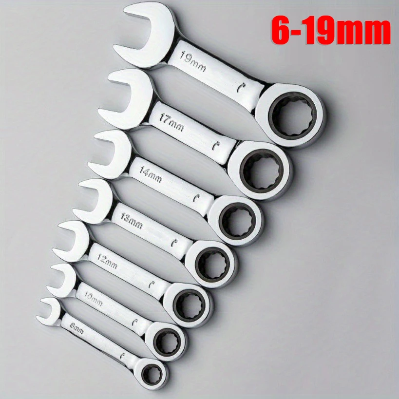 

6-19mm Short Handle Quick Ratchet Wrench 72 Teeth Multifunctional Portable Mini Dual-use Plum Blossom Portable Wrench Hand Tools