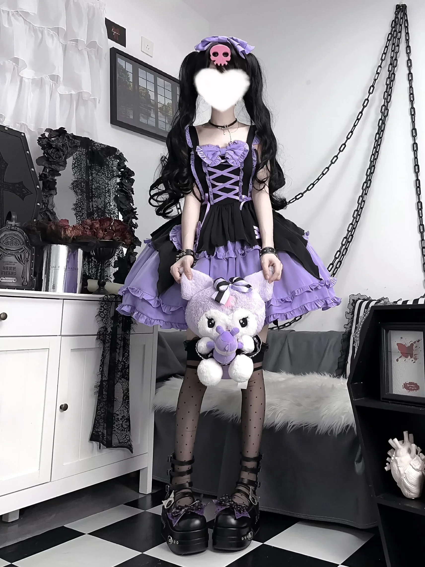 red dress with black tulle Kawaii Black Orange Halloween Witch Sweet Pumpkin Lolita Dress ON823 main image 0