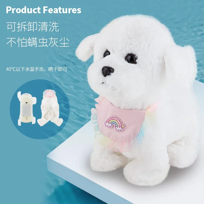 Robot Dog Sound Control Puppy Interactive Electronic Plush Cat Emulational Animal Toy Walk Bark Pet With Washable Fur Kids Gift