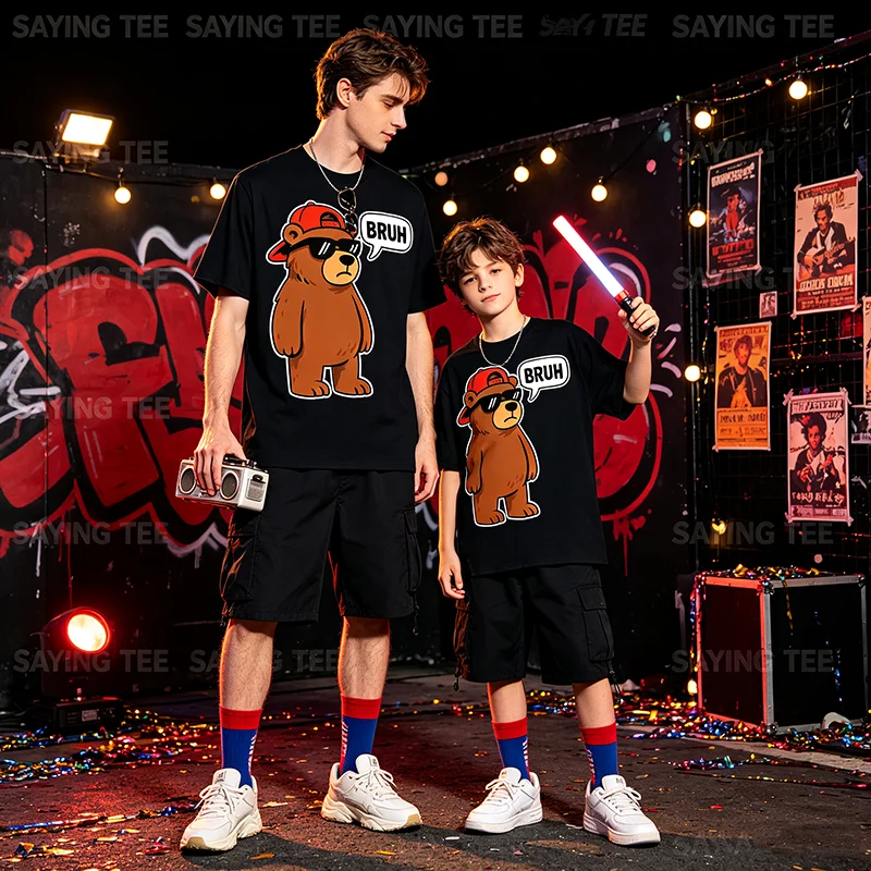 Cool Bruh Bear Herren Damen Jungen Teenager Lustiges Bären-T-Shirt Y2k Wildnis und Sarkasmus Spruch-T-Shirt Baumwolle Kurzarm Grafik-Bekleidung – Detail 3