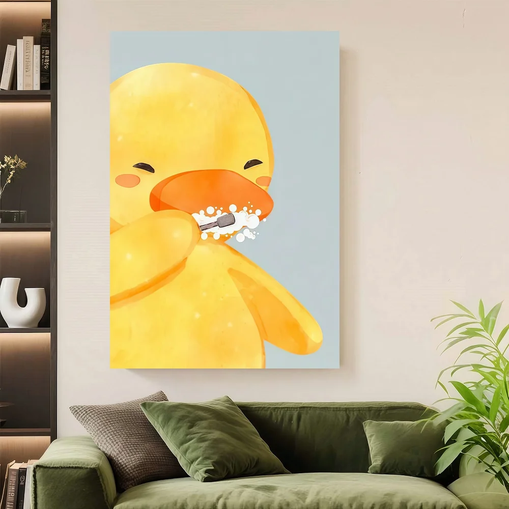 

Framed [2D Flat] 1pc Adorable Rubber Duck Canvas Art Print , Waterproof & Dustproof, Perfect For Bathroom, Bedroom, Kitchen, Liv