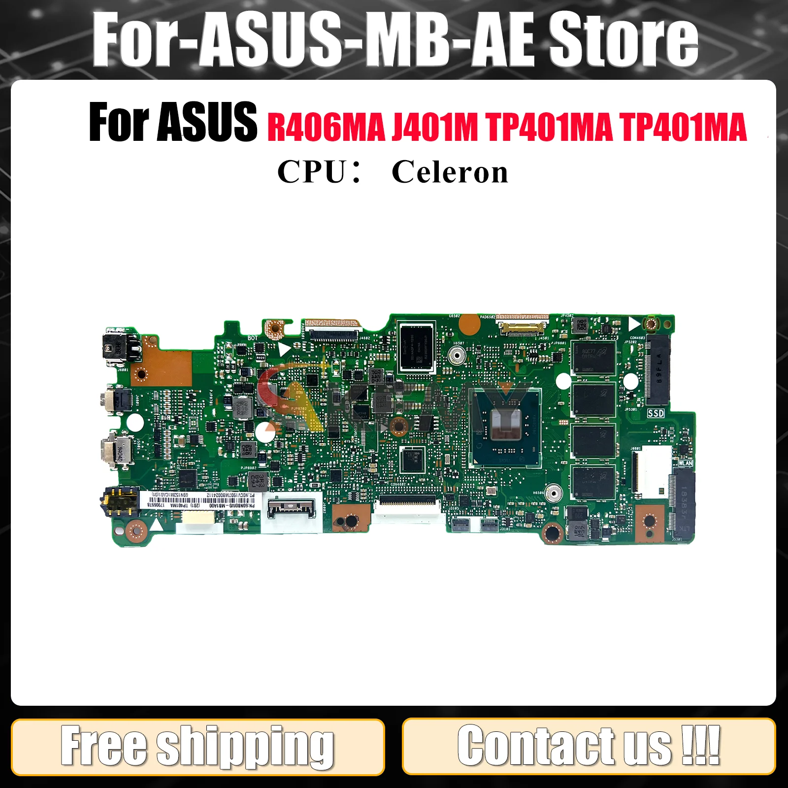 

TP401MA Laptop Motherboard For ASUS VivoBook Flip J401MA TP401M TP401MA TP401MAR TP401MAS R406MA Mainboard With Celeron CPU stk