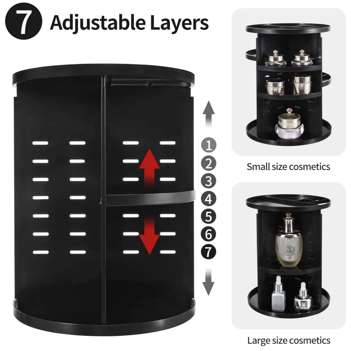 360インチ回転式メイクアップオーガナイザー、化粧品、カルーセル、カウンタートップとバスルーム用の収納棚、クリア、1個