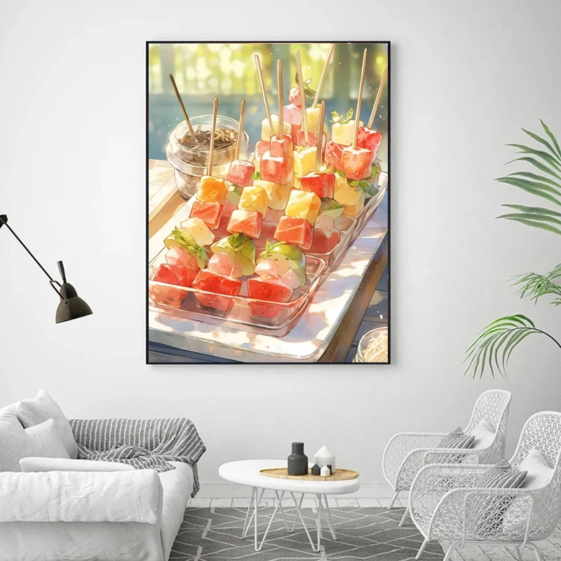 100% Fairy Dust Drill Diamond Painting Cross Stitch Kit Cake DIY Crystal Mosaic Embroidery Cartoon Food Sushi Landscape Wall Art