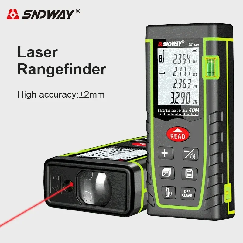 hot SNDWAY SW-T40/T60 Rangefinder Infrared Laser Ruler 40m Laser Measuring Tool, Handheld Meter Compact Infrared Electronic Rule