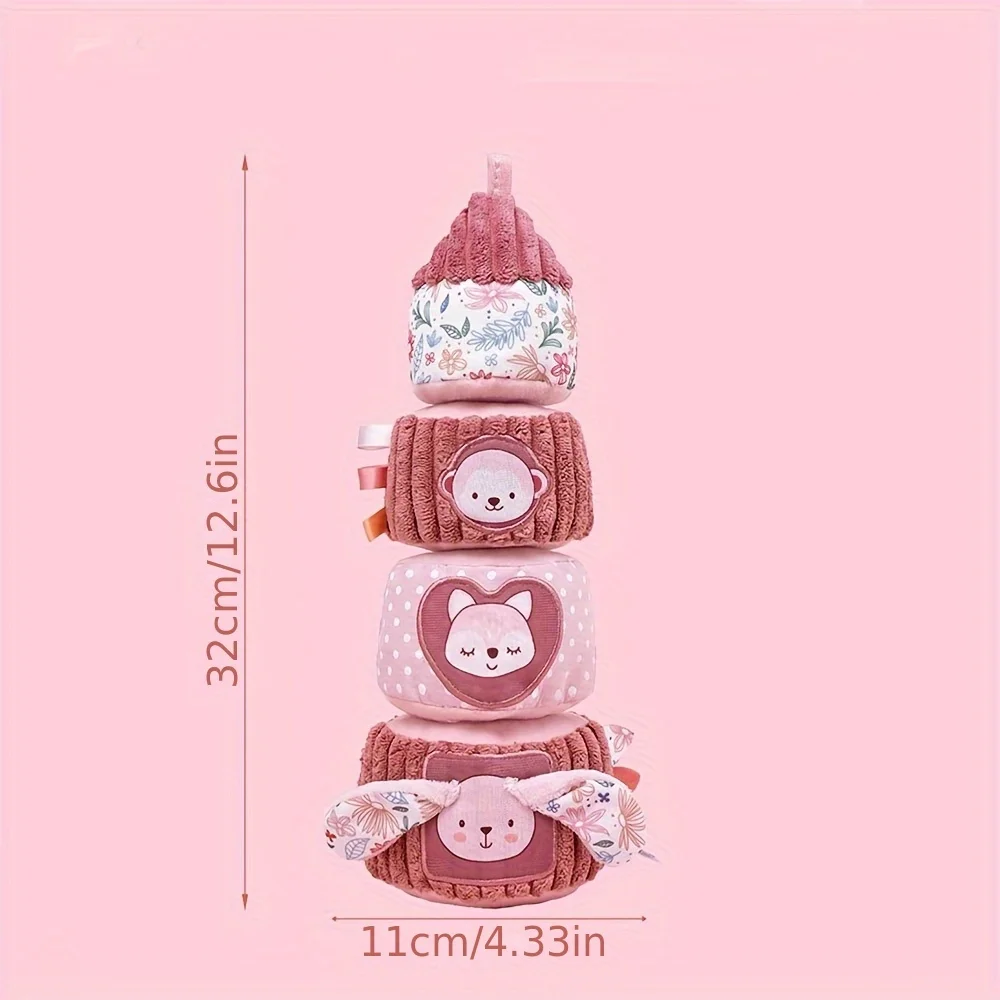 Regenbogen-Stapelturm-Spielzeug für Kleinkinder, pädagogisches Quetschspielzeug mit bunten Herz- und Tierformen, Entwicklung der Feinmotorik