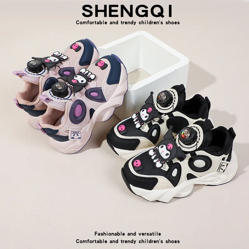 

Spring Autumn Anime Kawaii Sanrio Kuromi Pendant Sports Shoes Cute Cartoon Soft Soled Children Casual Sneakers Gifts for Kids