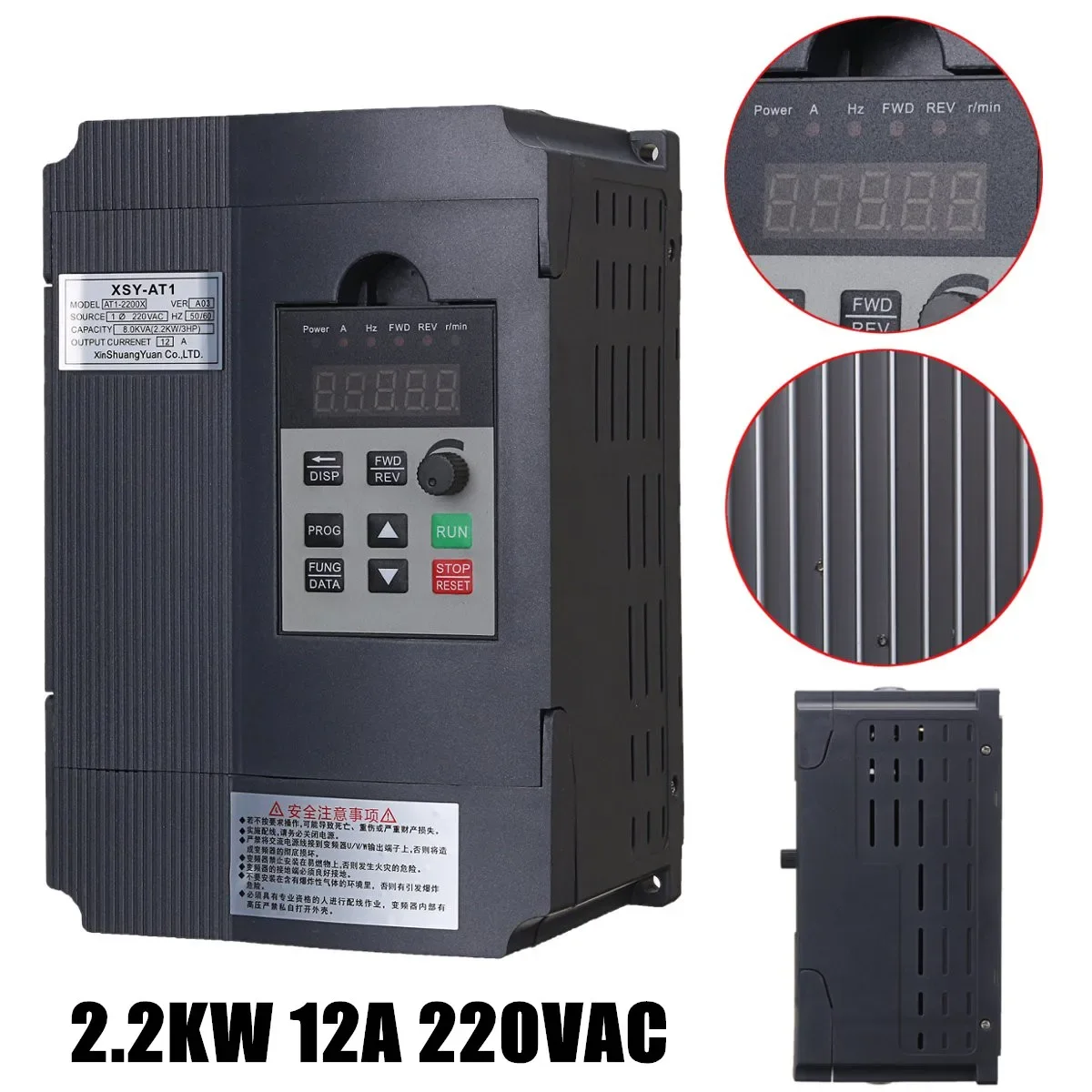 

2.2KW 3HP VFD Inverter Freqency Converter VFD Motor Speed PWM Control Single Phase Variable Frequency Inverter Drive Inverter