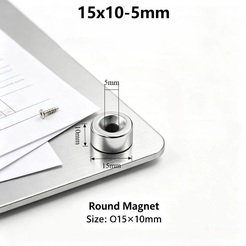15*10‑5mm Round Countersunk Neodymium Magnet 15x10‑5mm 5mm Hole Strong Powerful Permanent NdFeB Magnet for Fridge DIY Industrial