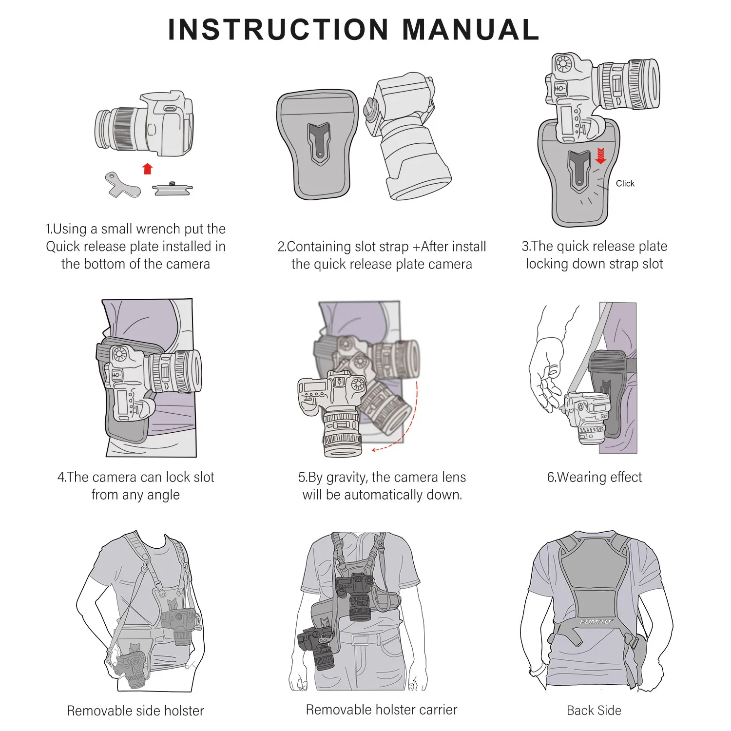 FOMITO JD-SJ1 Multi Camera Carrier Harness Holster System for Digital SLR Camera