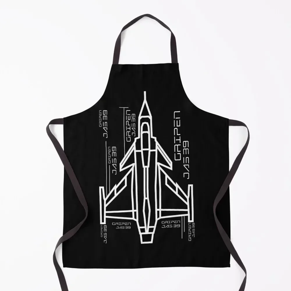 

Jas 39 Gripen, Jet Fighter Topview , Aircraft Draw in Geometric design Apron christmas kitchen Apron