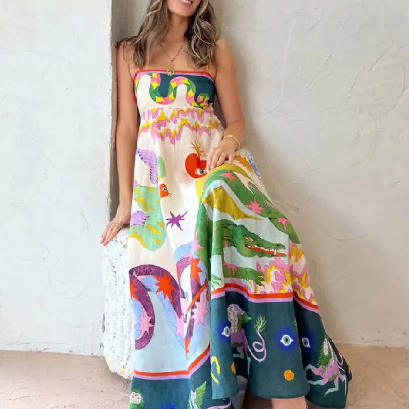 Stampa estiva ter Slim Fit Vita alta Poliestere Dr Basic Sle Gonna a trapezio Svel No Brand Marchio registrato