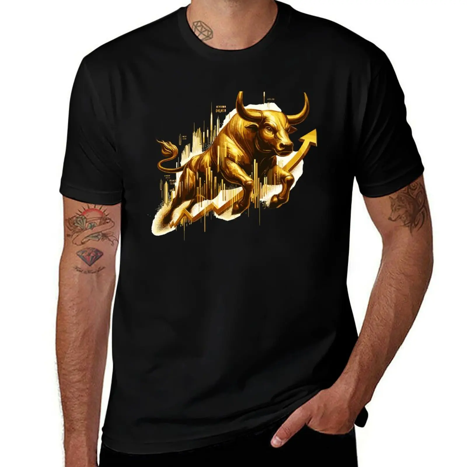

Taurus bull stocks gold golden Wallstreet gift T-Shirt man t shirt luxury men t shirt cotton 100% T-Shirt