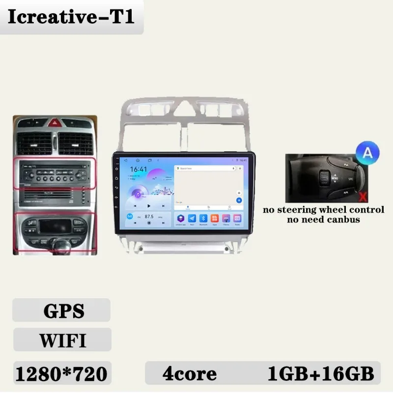 Autoradio voor Peugeot 307 307CC 307SW 2002-2013 Multimedia Carplay Speler Stereo Auto Audio Autoradio Android 9 ''navigatie GPS