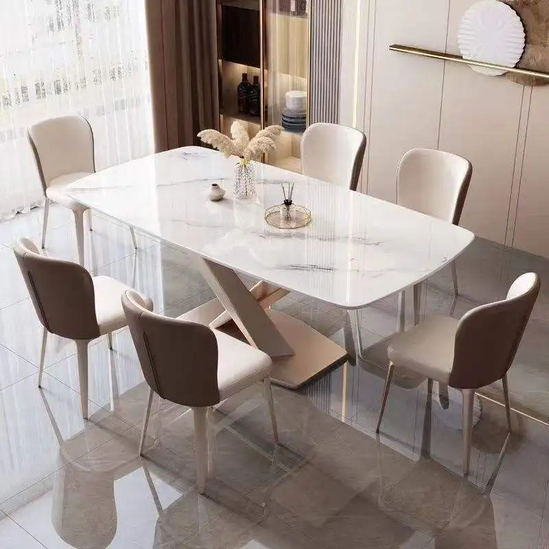 

Modern Space Saving 6 Person Home Office Slate Dining Table Set For Apartment Or Hotel Restaurant Living Room