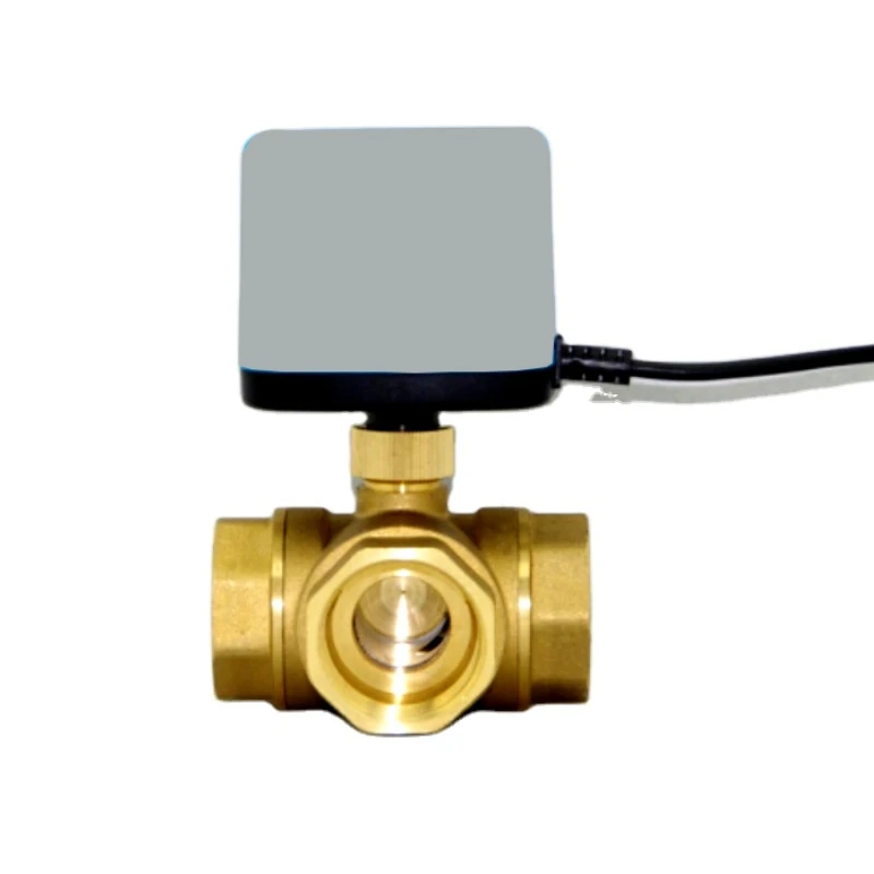 

Normally close 3-way electric t-shaped DN25 BSP threaded 220VAC brass ball valve