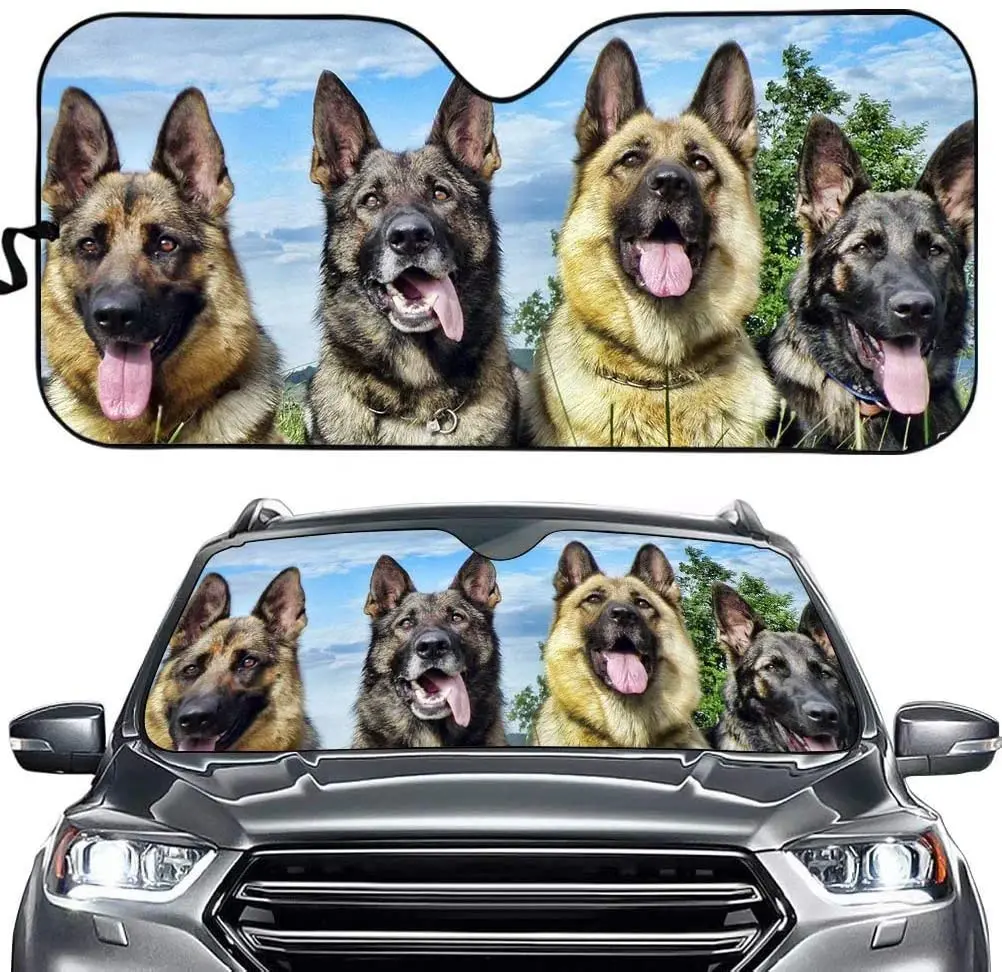 

Cumagical German Shepherd Car Front Window Sun Shade Handsome Dog Windshield Sun Visor Car Accessories,Block UV Rays Sunlight He