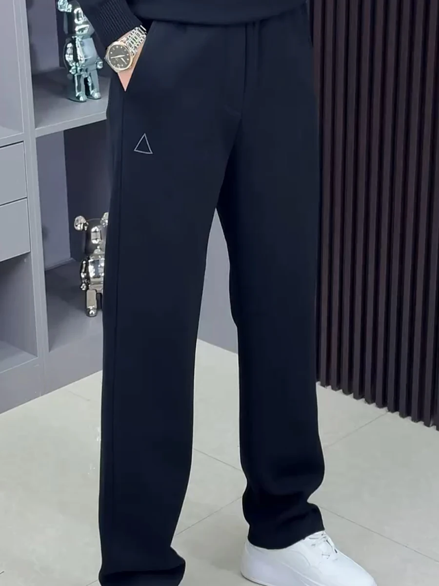 

Men's Faionable Straight Leg Pants Thiened Fce Autumn Winter New Sle Long Leg Lengthening Color Casual Trousers