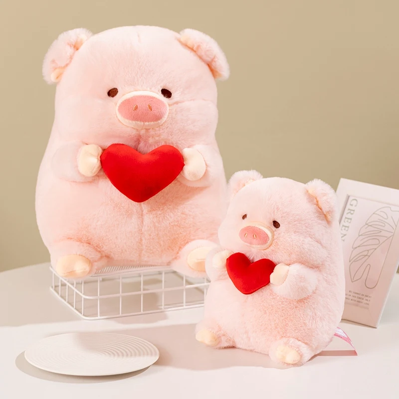 

2026 Valentine's Day Love Heart Pig Soft Stuffed Plush Toys Hug Heart Pink Pig Animal Cushion Plushies Doll Valentine's Day Gift