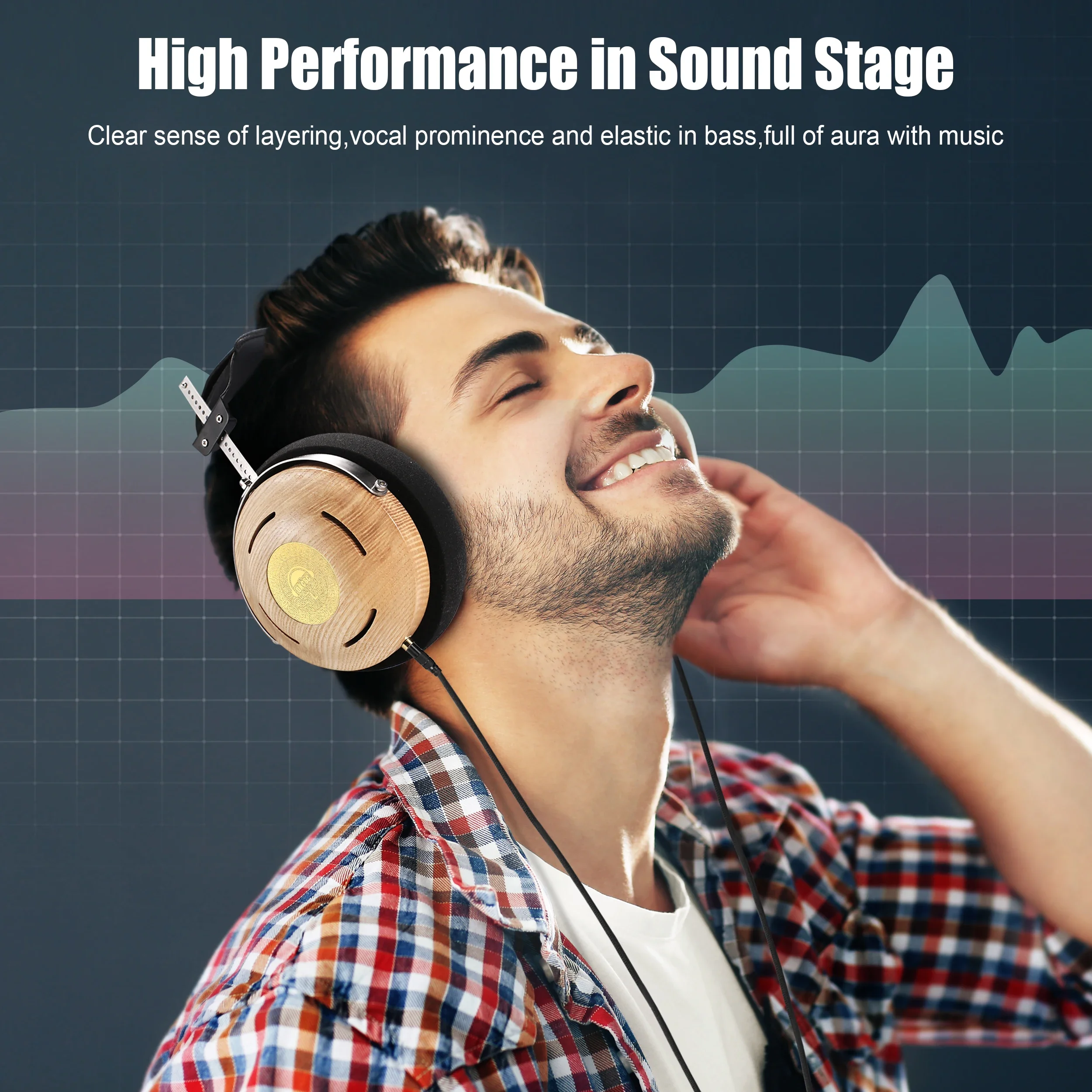 Geekyaudio Ash ไม้เปิดด้านหลังหูฟังที่ถอดออกได้ชุดหูฟังแบบมีสายสําหรับ PC/โทรศัพท์สมาร์ท 3.5 มม.เพลงสเตอริโอแบบมีสาย