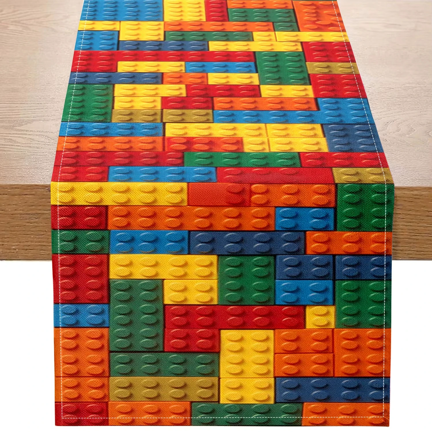 1 Piece of Lego-Themed Table Runner,  Suitable for Decorating Children's Rooms and Parent-Child Activity Spaces