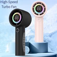 Handheld turbo fan RGB small night lamp portable stand-up digital display 100 stepless speed control rechargeable mini USB