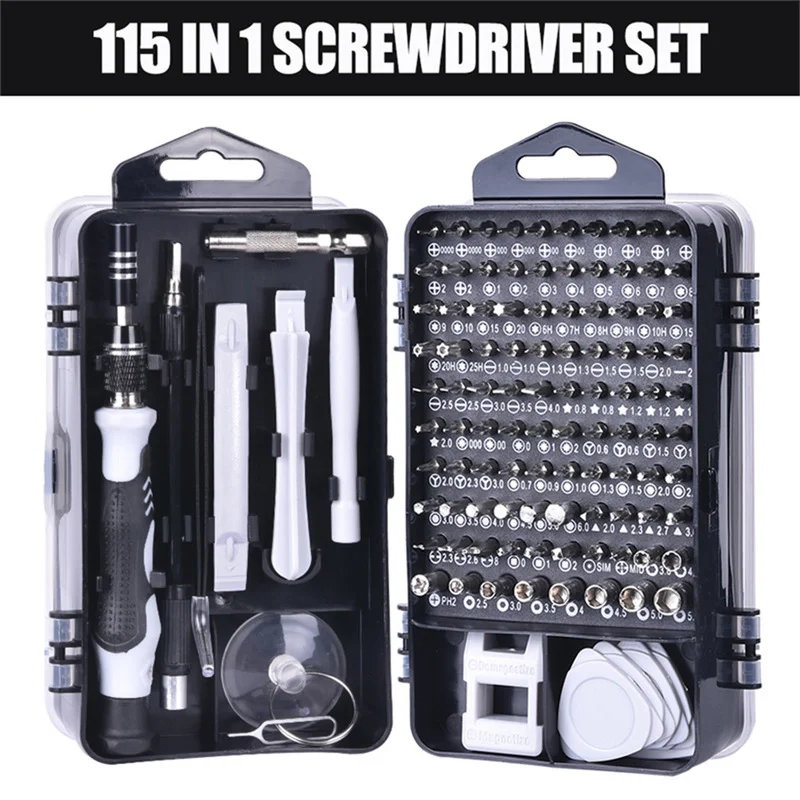 Jeu d\'embouts de tournevis multifonctions, dispositif de réparation de téléphone portable de précision, outils à main Torx Hex, 115 en 1