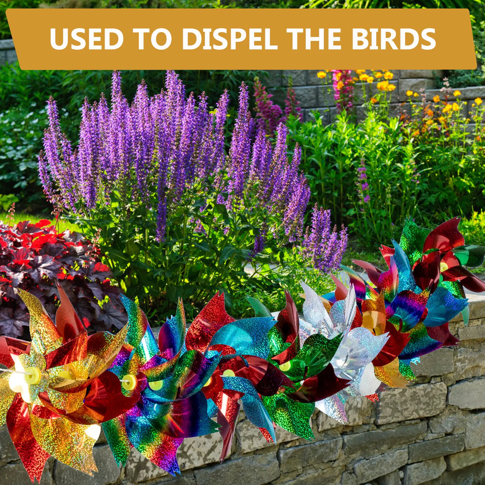 Pet Material Bird Windmill String Reflective Pinwheels Garden Yard Outdoor Rotating Sparkly Bird Repellent Windmill Device