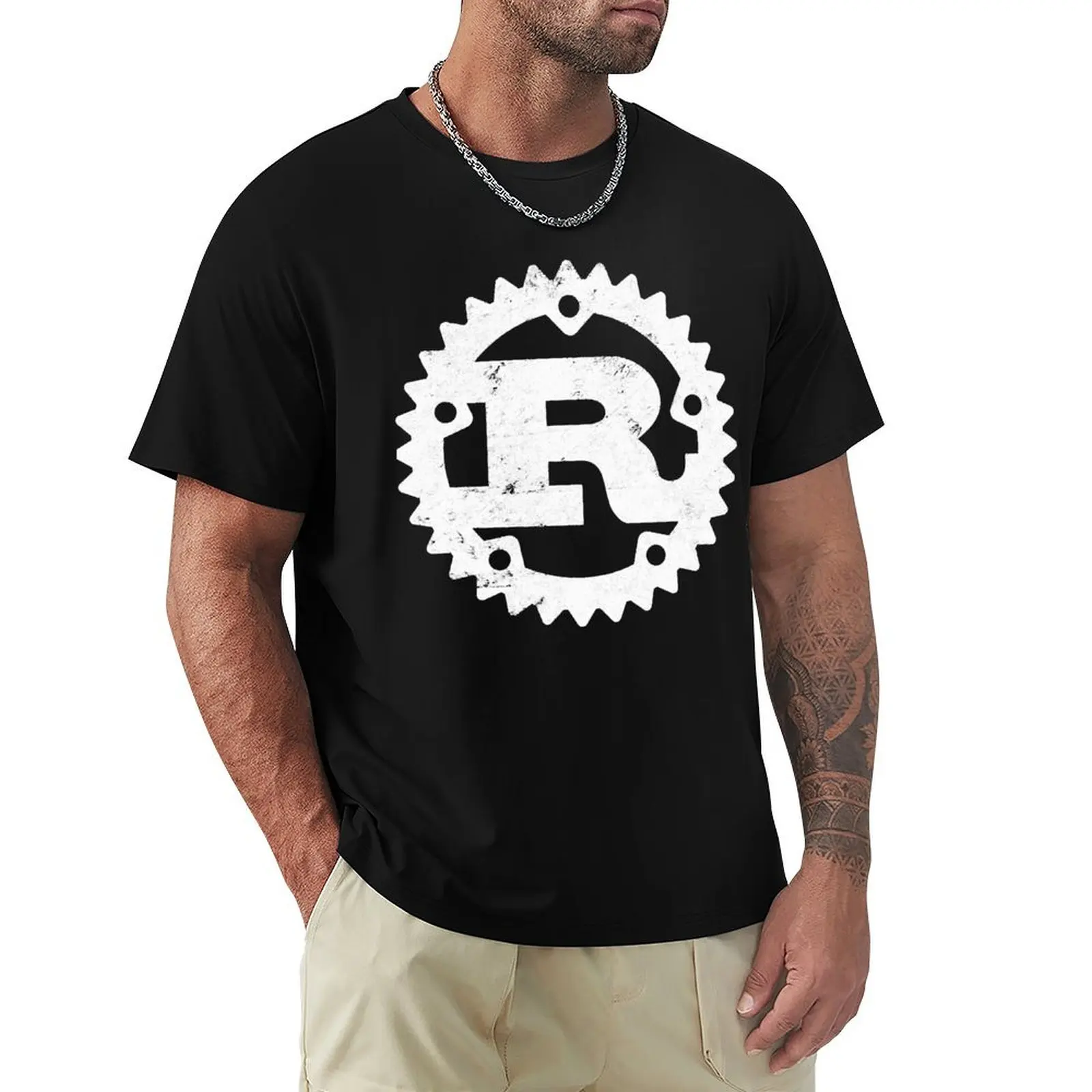 Rust Programming logo print distressed T-Shirt High Quality Durable T-Shirt