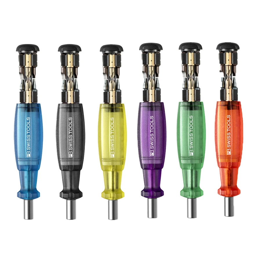 PB SWISS 6464 Series 8 in 1 Magazine Screwdriver With Integrated Bit MagazineMulti-colour Bit Inside–Pocket Magnetic Screwdriver