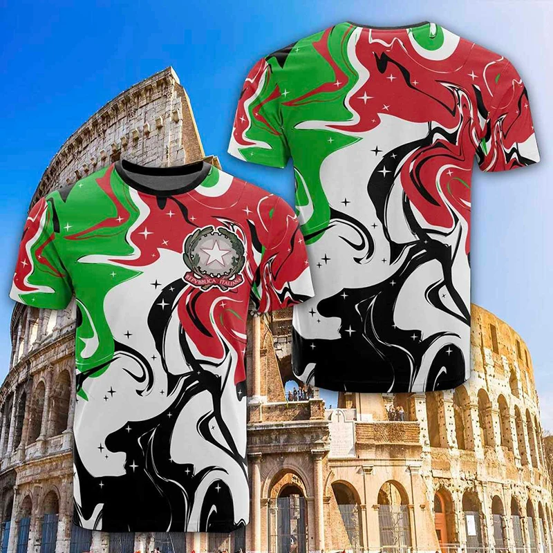 Italy T Shirt Italian Flag National Emblem 3D Print Streetwear Men Woman Oversized Short Sleeve T-Shirts Kids Tees Tops Clothing