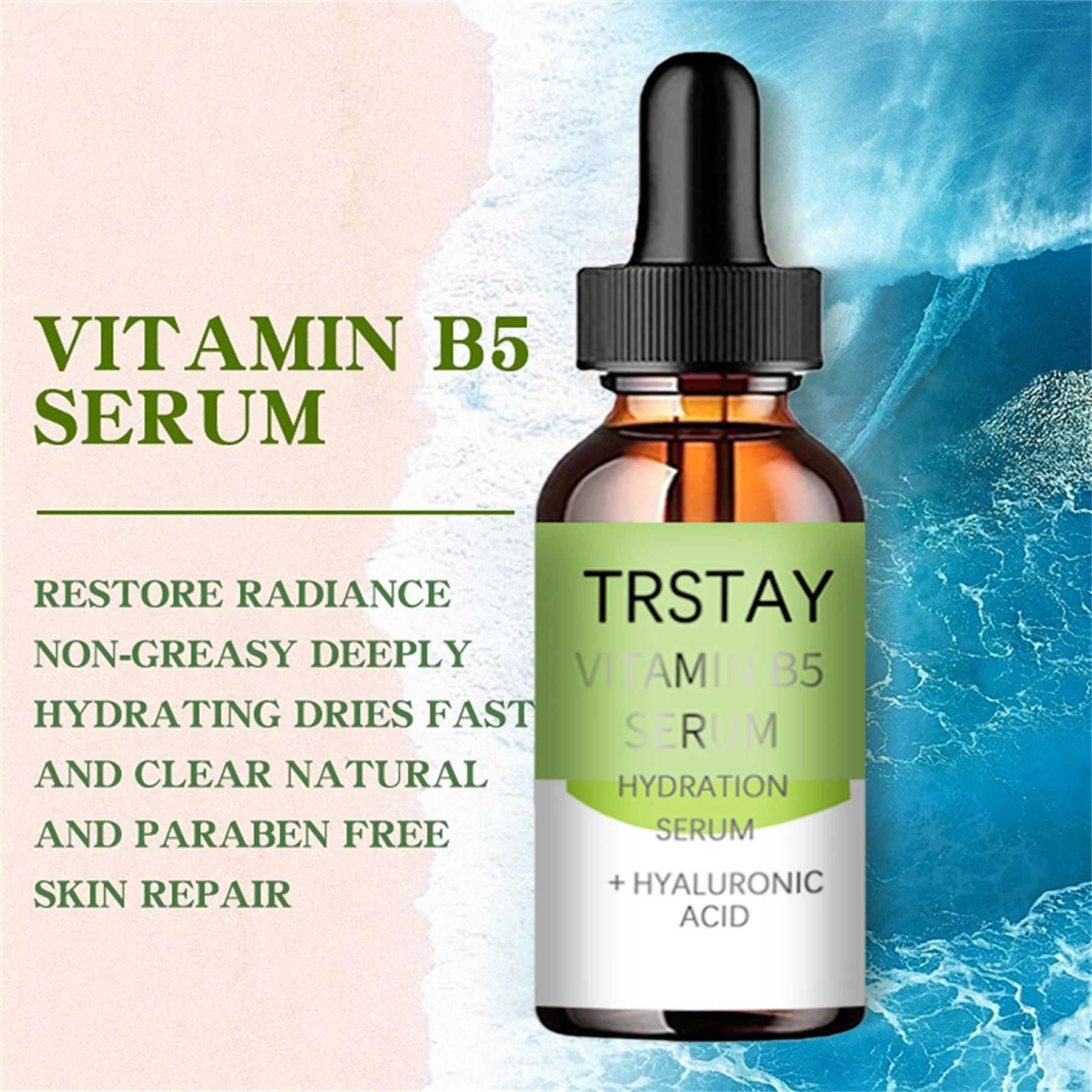 Vitamin B5 Face Serum Smooth Moisturizing Repair Dry Skin Aloe Soothe Pores Shrink Firming Hydrating Oil Control Facial Essence