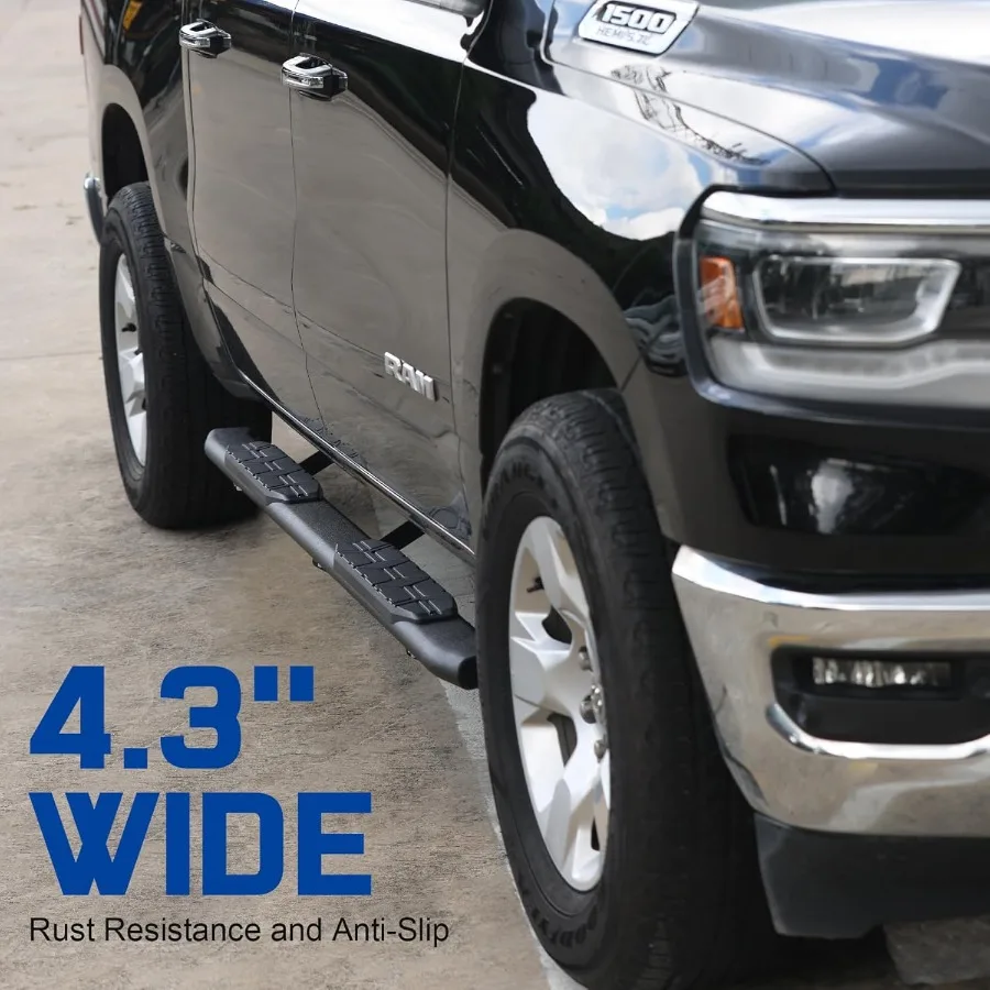 لوحات الجري المتوافقة مع 2009-2018 Dodge Ram 1500 Crew Cab و 2010-2026 Ram 2500 3500 Crew Cab 4.3 بوصة شريط أنبوب بيضاوي Ru