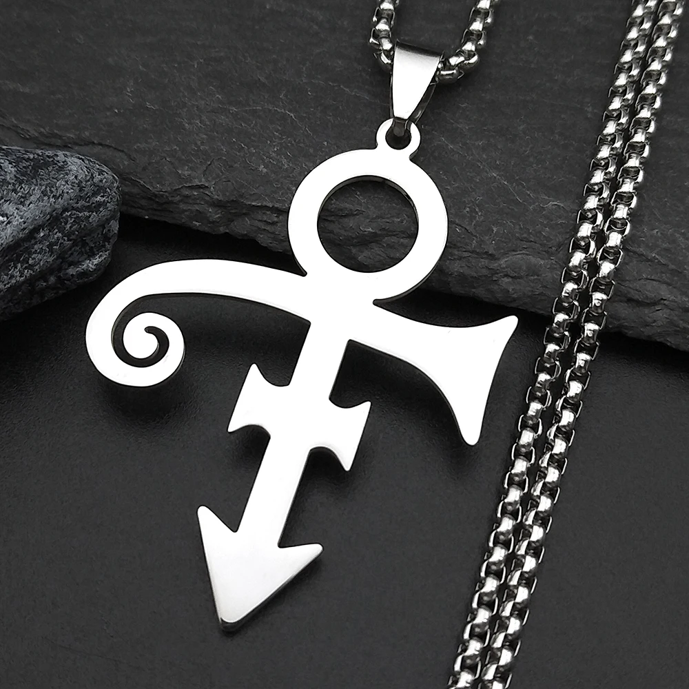 RIP Memorial Symbol Love Logo Steampunk Stainless Steel Necklace Women The Minimalism Artist Love Symbol  Chain Necklace Jewelry