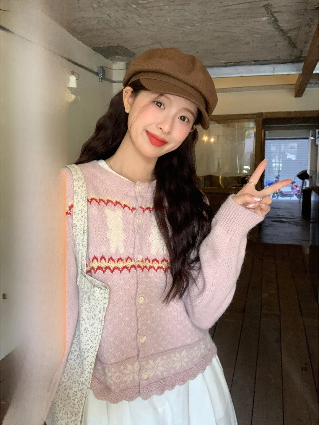 

Милый винтажный вязаный кардиган для женщин: модный, для прогулок, офиса, путешествий, с длинным рукавом, круглым вырезом, мягкий, дышащий, весенний