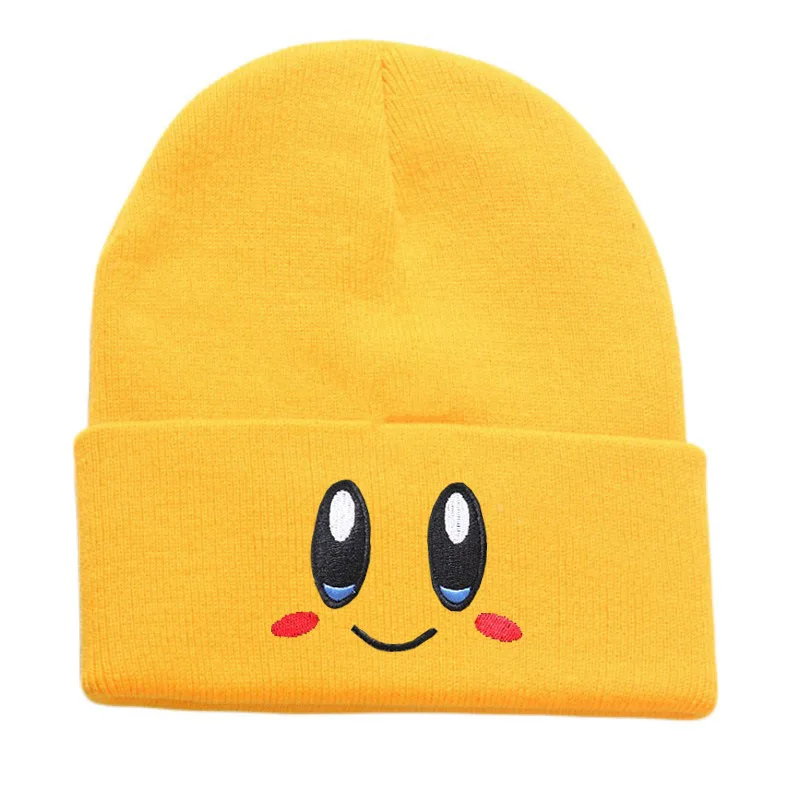 Casual Beanies Skullies KIRBYS Lovely Face Embroidery Knitted Hat Bonnet Cap Girls Boys Skiing Warm Unisex Beanie Accessories