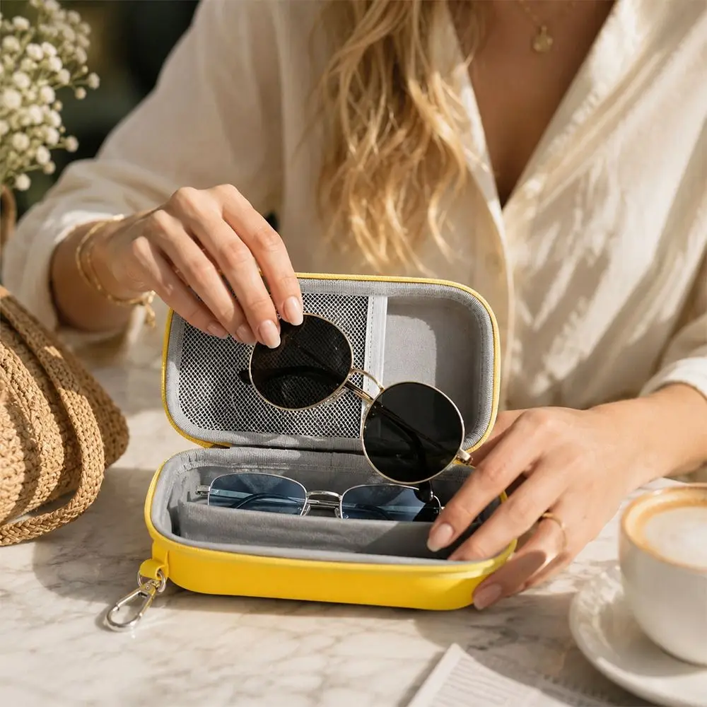 Durable Hard Shell Glasses Case Waterproof Shockproof Eyeglass Storage Box Large Capacity 2 In 1 EVA Glasses Case