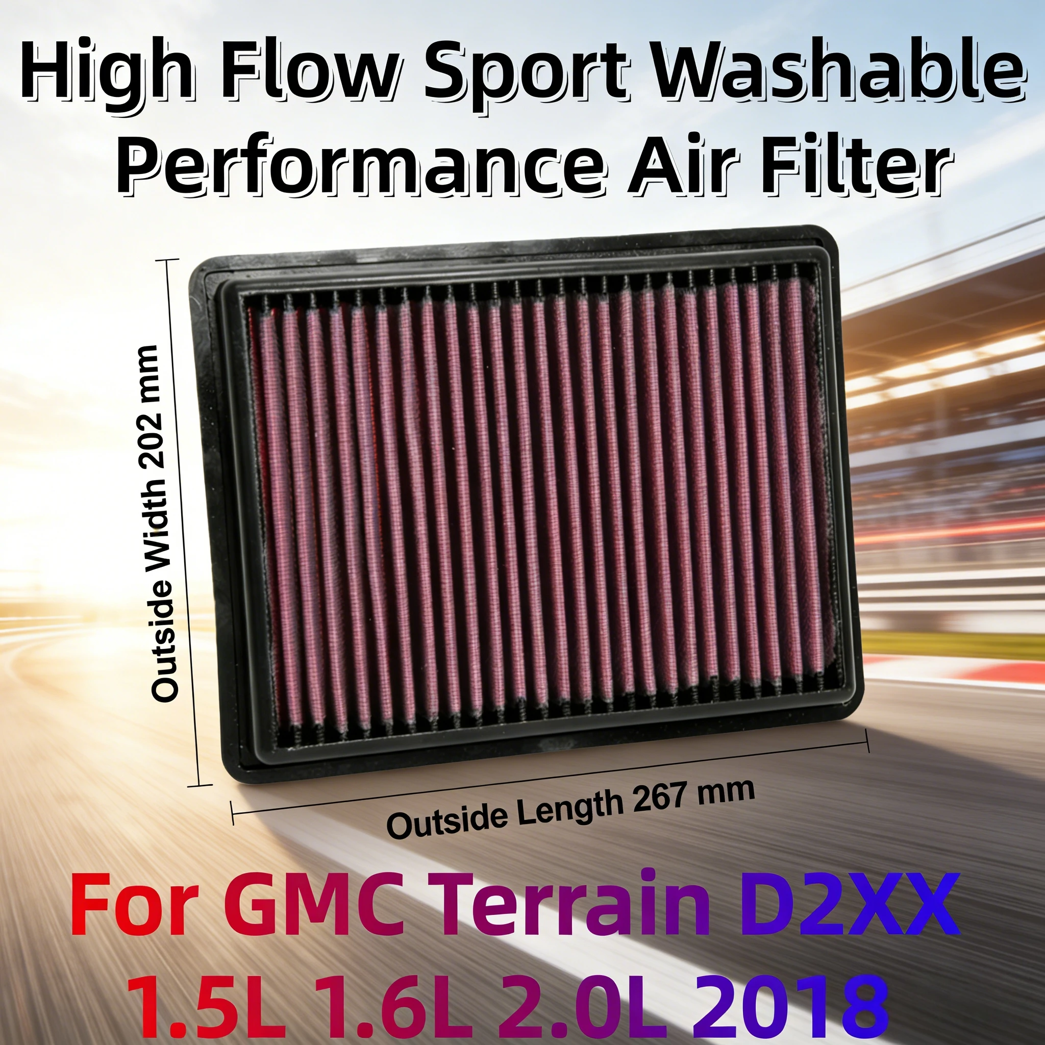 

For Holden Equinox D2XX 1.5 1.6 2.0 2017-2021 High Flow Sport Washable Performance Panel Air Filter Replacement 33-5069 2327965