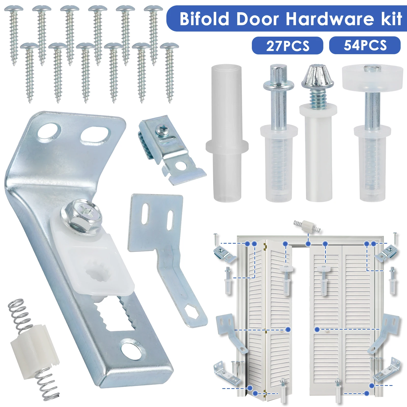 Bifold Door Installation Repair Parts Multi-Purpose Bi-Fold Sliding Door Replacement Accessories with 3/8 Top Bottom Pivot